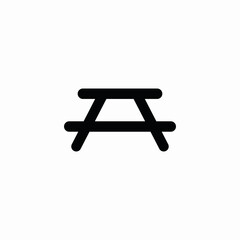 picnic desk icon sign vector