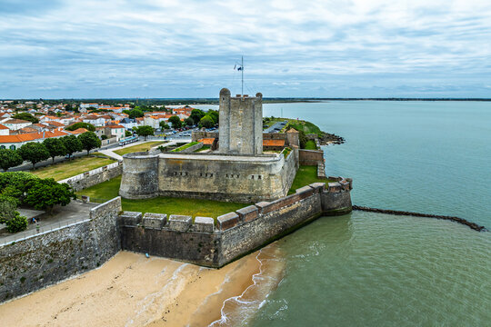 Castle Fouras from a drone, Fouras-les-Bains, Charente-Maritime, Nouvelle-Aquitaine, France, Europe