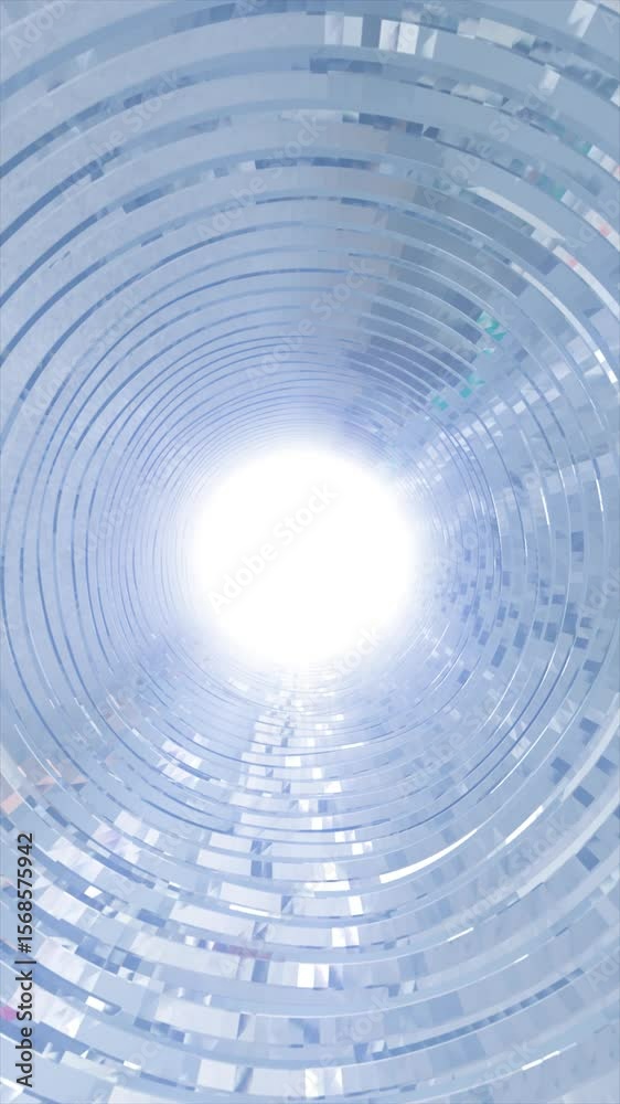 Poster white glowing tunnel with concentric circular patterns creating a futuristic and immersive visual ef