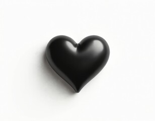 Obraz premium Minimalist black heart icon on white background. Three-dimensional shape symbolizing love, romance, and passion. Ideal for Valentine Day, celebrations, or expressing affection.