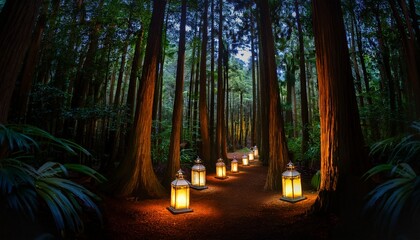 lanterns illuminate dark forest during matariki celebrations symbolizing renewal and remembrance