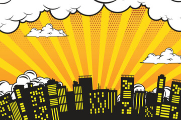 comic background with city Cartoon Color Explosion Abstract Background © Saepul