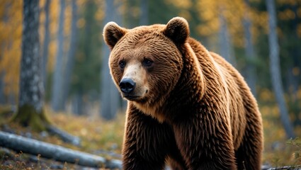 Obraz premium A brown bear in the forest