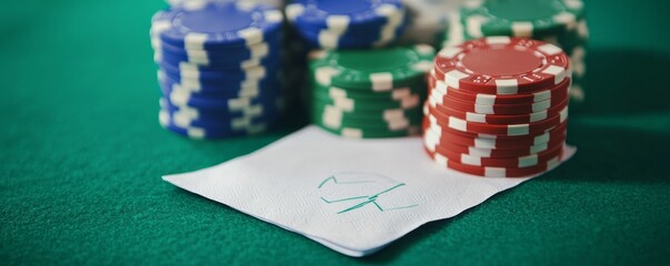 Casino Chips and Plan on Napkin, Gambling , Strategy