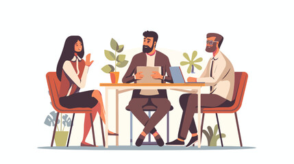 Confident Woman in Job Interview with Hiring Committee hr team panel career female office growth    