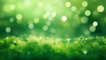 Fototapeta premium soft green bokeh background with shimmering light effects