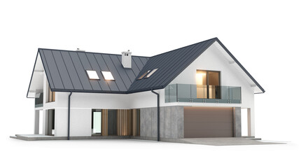 Modern house isolated on white, 3D illustration