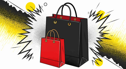 Retro Halftone Shopping Bags