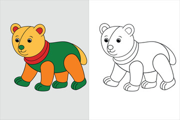 illustration of a polar bear walking kids coloring page