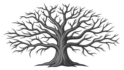 Fototapeta premium Gnarled bare tree with intricate branches dark