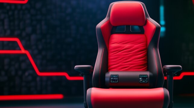 Red and Black Gaming Chair Ergonomic Design, Futuristic Aesthetic ,Chair ,Gaming