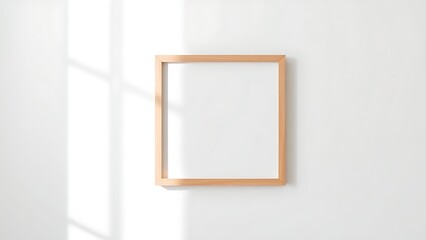 Minimalist wooden picture frame on a white wall, exemplifying clean and elegant home decor.