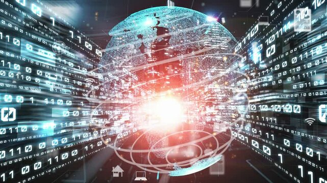 Futuristic global social media, people network and tacit digital data sharing . Concept of smart digital transformation and technology disruption that changes global trends in new information era . - Powered by Adobe