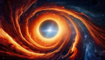 fiery cosmic swirl nebula vortex black hole abstract space art