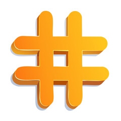 Obraz premium Orange Hashtag Symbol with 3D Effect on Black Background