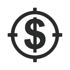 Obraz premium Dollar sign in target focus achievement goals financial aiming business success concept