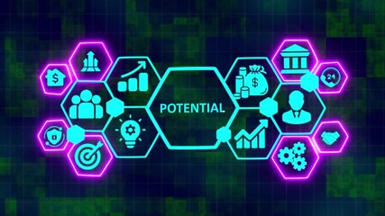 Glowing Successful team potential . Business leadership concepts. A successful team potential is a manager market potential black background. Global Digital Connectivity