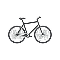Isolated black bicycle illustration for recreation or commuting on solid background