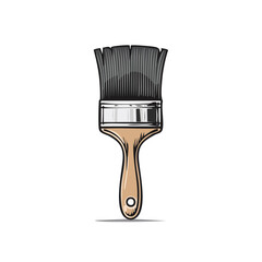 Illustration of a Paintbrush on Black Background Interior Painting Equipment Painters Tool Handle Bristles Art Supply
