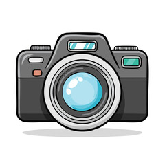 Fototapeta premium Illustration of a gray camera with a large lens perfect for photography and capturing memories with a sleek modern design