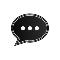 Fototapeta premium Black speech bubble with dots icon on dark background shows thinking or communication concepts