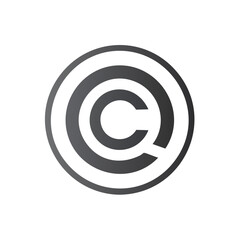 Monochrome Circular Icon Featuring Initial Letter C with Ring Elements on Black