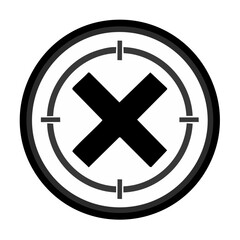 Obraz premium Black X Crosshair Target on White Circular Background Icon Graphic Illustration