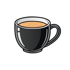 Stylized Coffee Cup Illustration on Dark Background - Hot Beverage for Morning