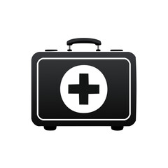 Obraz premium Black medical kit first aid supply healthcare concept emergency preparedness safety equipment medic bag treatment