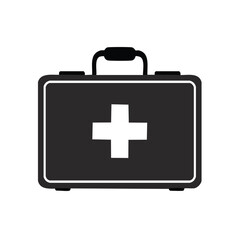 Obraz premium First Aid Kit Illustration with Medical Cross Symbol in a Simple Isolated Dark Background Design