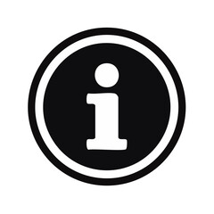 White Information Symbol in Black Circle, Flat Icon, Assistance and Help