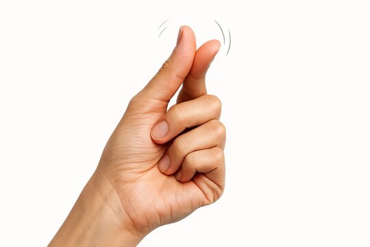 Close-up of a hand snapping fingers in motion isolated on white background. concept of gesture, sound creation, action