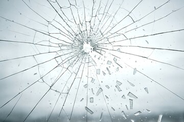 Shattering glass drama capturing dynamic motion and intensity in simple composition concept of destruction, energy, chaos, background