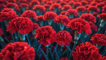 Obraz premium A selective focus shot of red carnations.
