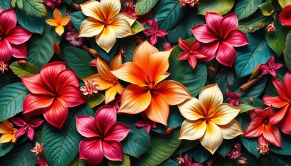 Vibrant Tropical Flowers A Lush Floral Wallpaper