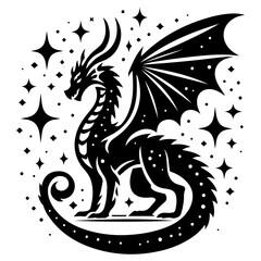 AI-generated vector illustration of a fantasy dragon

