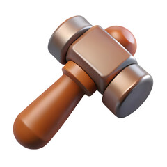 3d Wooden Judge Gavel Icon For Law Justice Auction Courtroom Legal Decision Symbol Hammer Illustration
