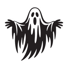 Spooky Ghost Silhouette For Halloween Celebrations And Graphic Design Projects Black And White Halloween Illustration Vector Graphics For Creepy Designs