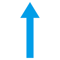 Bright Blue Up Arrow on transparent background or png. Simple, Clean, Modern Design; Directional Graphic;  Website Icon; User Interface Element;  Positive Growth Concept.