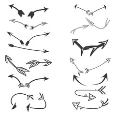 Curved arrow icons. Flow vector symbol. Smooth path shape. Black background design.