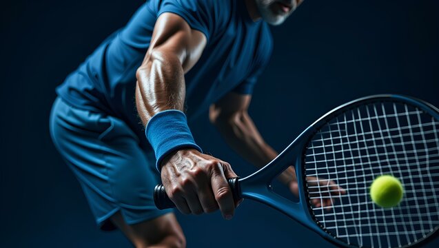 a male athlete preparing to hit a ball with a padel racket - Powered by Adobe