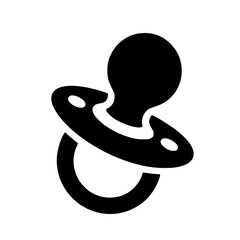 Baby Pacifier Silhouette Icon – Minimalist Black SVG Clipart