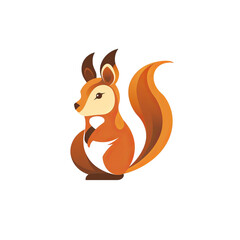 Obraz premium Stylized illustration of a cheerful orange squirrel with a bushy tail, showcasing its playful demeanor.