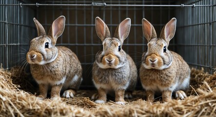 Rabbits in the Cage with Empty Space for Text