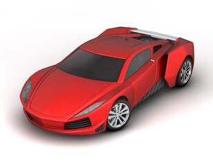 3D Illustration of Modern Concept of Red Super Sport Car on White Background