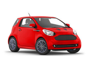 Fototapeta premium 3D Illustration of Modern Small City Car on White Background
