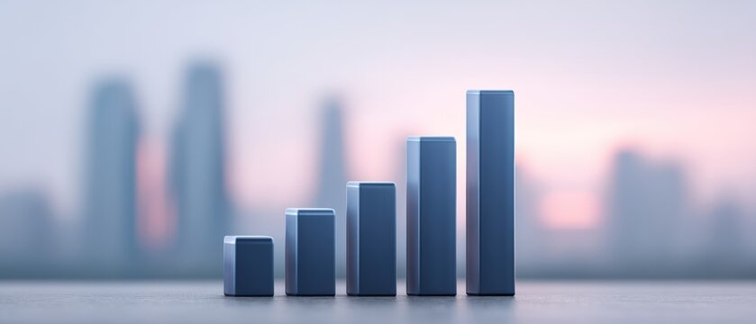 Business growth metrics visualization urban setting data analysis corporate environment close-up view economic trends