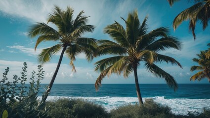 Fototapeta premium Plants Nature Ocean Sky Blue Palm Trees