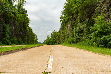 The historic Hooker Cut on Route 66 in Missouri.  Blasted from solid limestone as a bypass from the original route that went north west through Hooker.