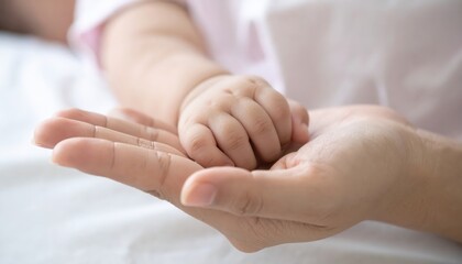 A tender moment of connection between a parent and child, showcasing love and warmth in a gentle touch.